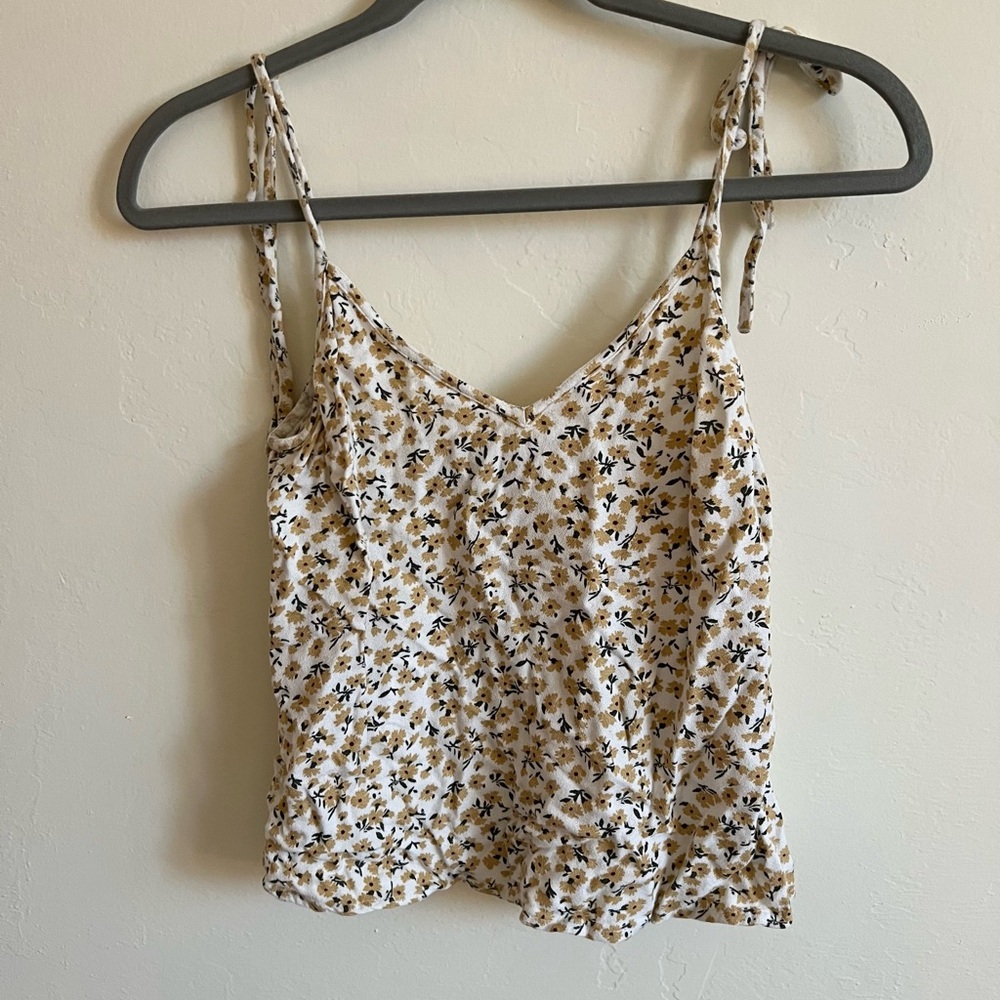 Abercrombie & Fitch Floral Tie Strap Floral Tank Top Yellow White Size XS